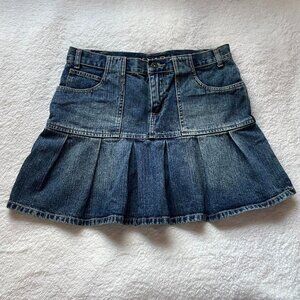 2000s Pleated Jean Skirt